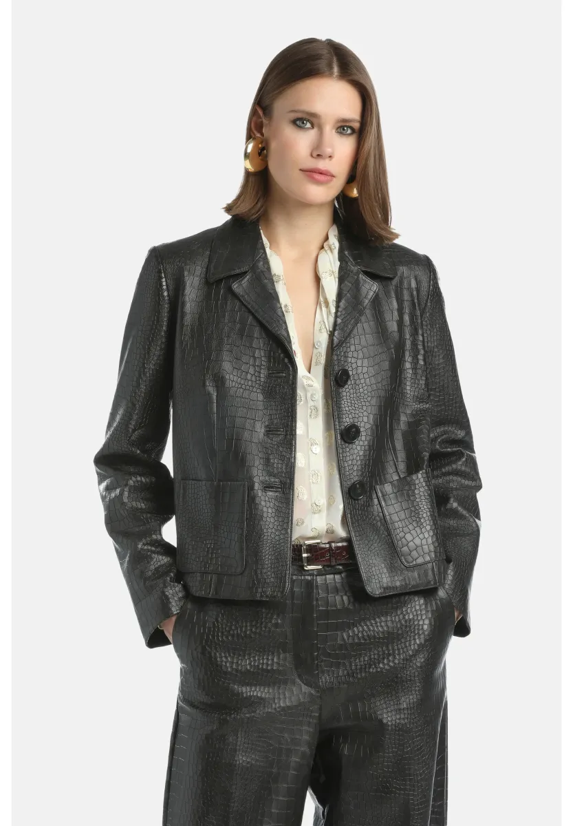 Sax- Leather Jacket - Fashion Show - Lederjacke - marrone scuro