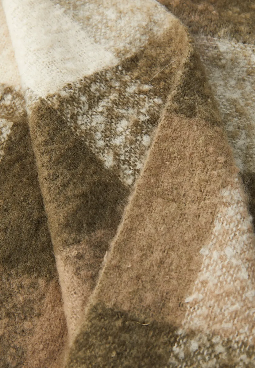 Schal - grape leaf checks:mermaid/silver mink/birch