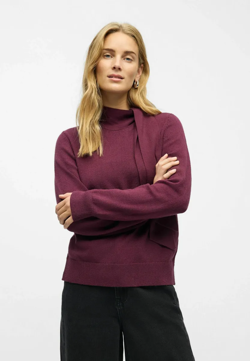 SCHLEIFENVERZIERTER - Strickpullover - mauve wine