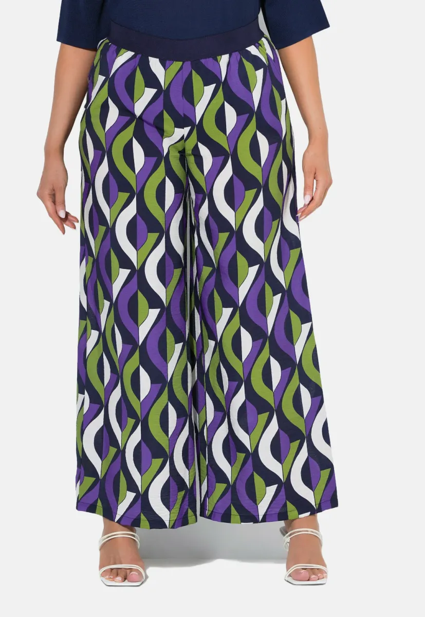 SCHLUPF GRAFISCHER DRUCK WEITES ELASTIKBUND - Stoffhose - marine