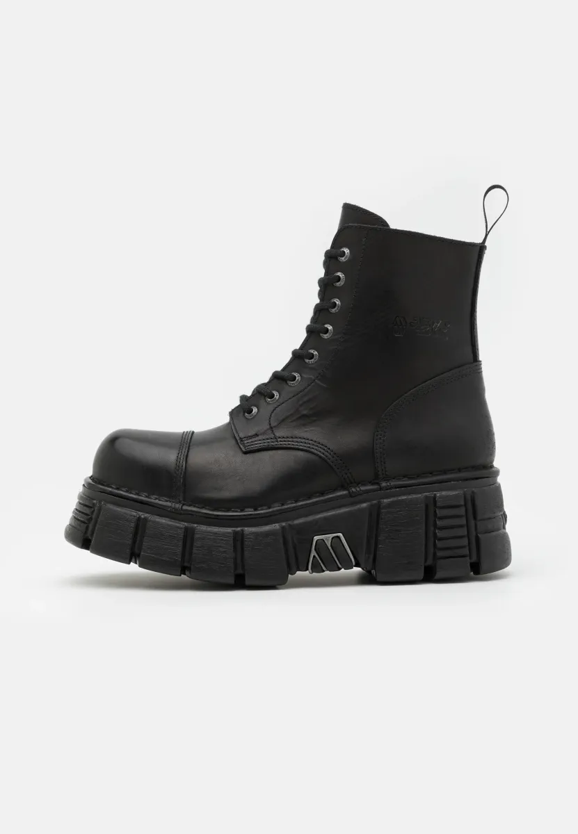Schnürstiefelette - black