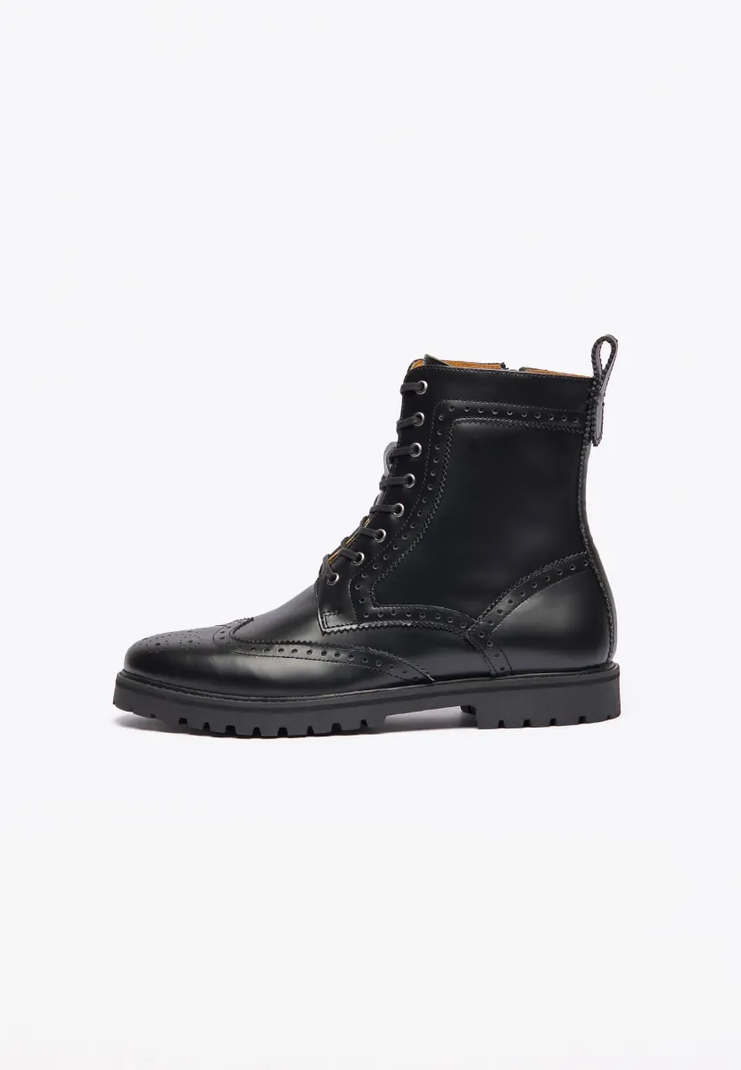 Schnürstiefelette - black