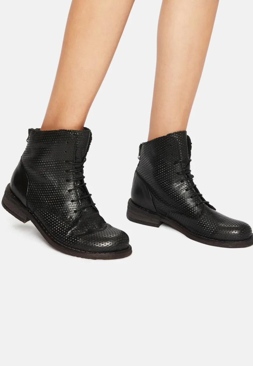 Schnürstiefelette - black