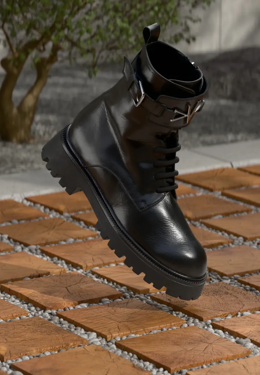 Schnürstiefelette - black