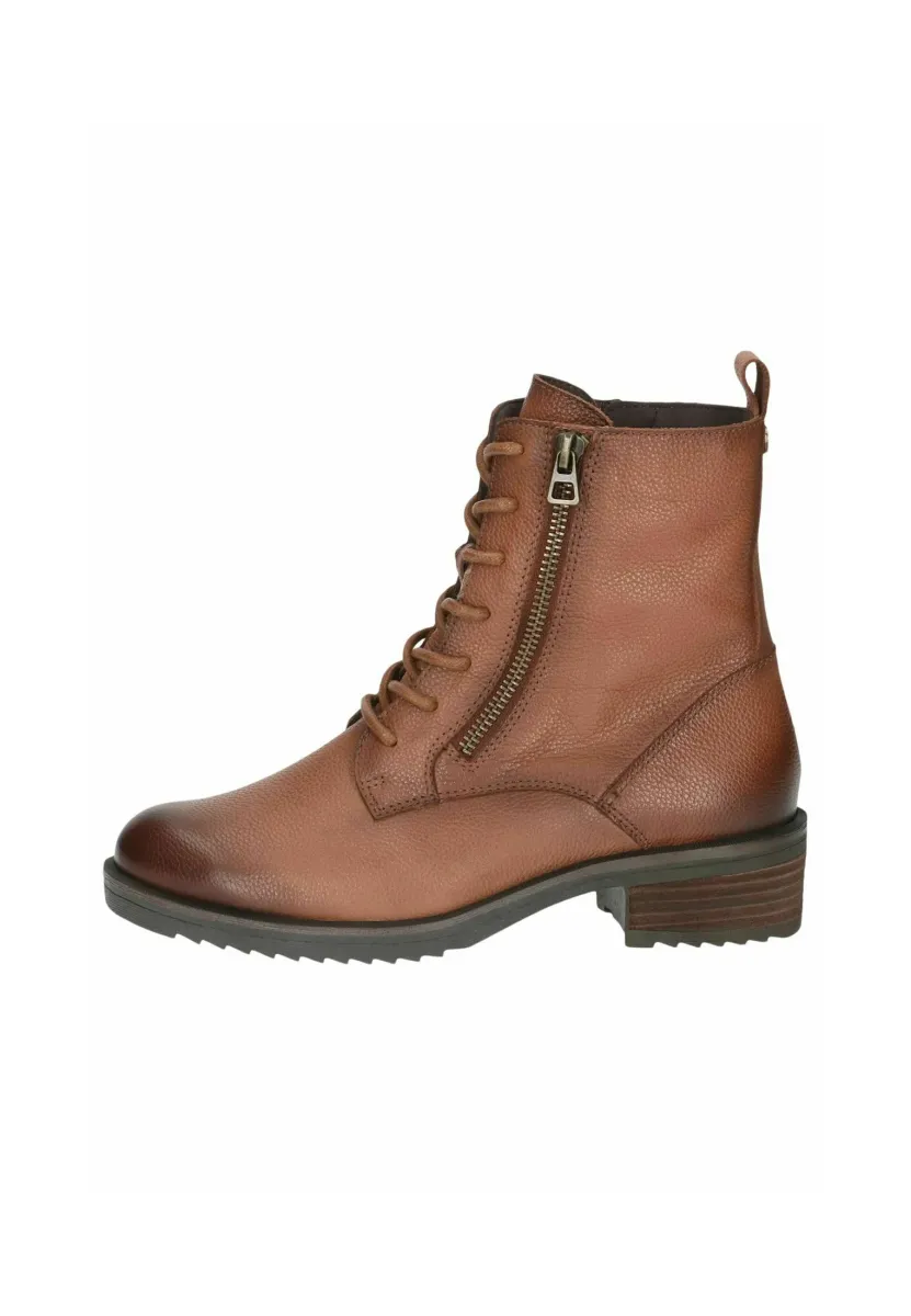 Schnürstiefelette - cognac nappa