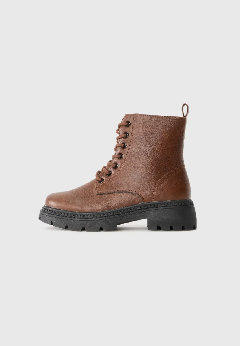 Schnürstiefelette - cognac