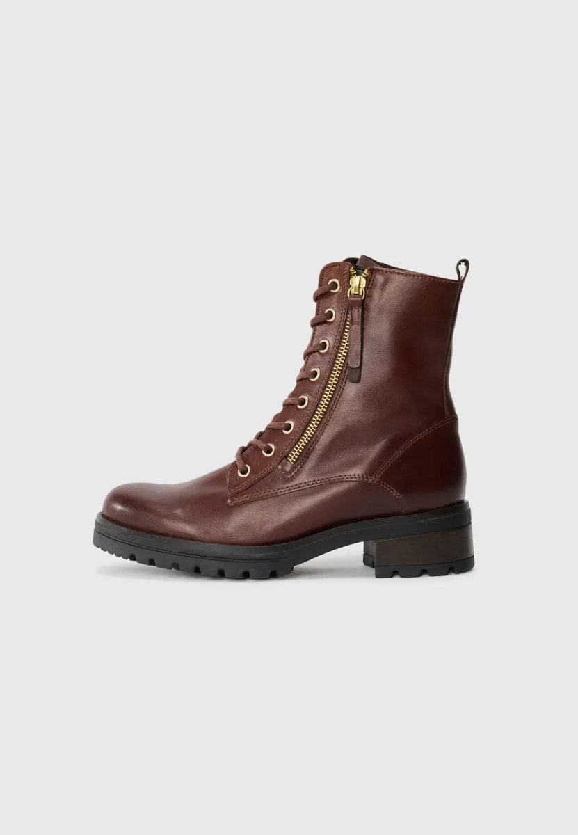 Schnürstiefelette - cognac