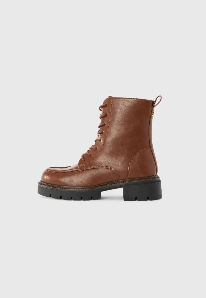 Schnürstiefelette - cognac
