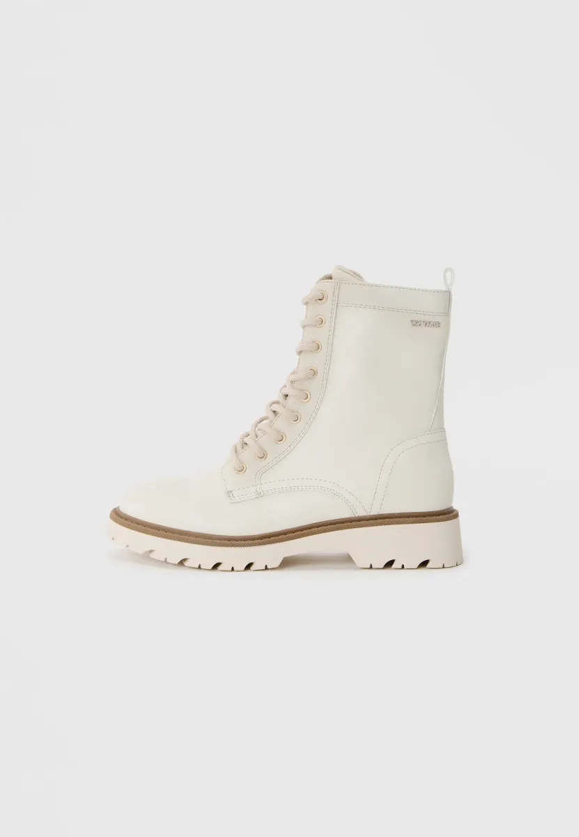 Schnürstiefelette - cream