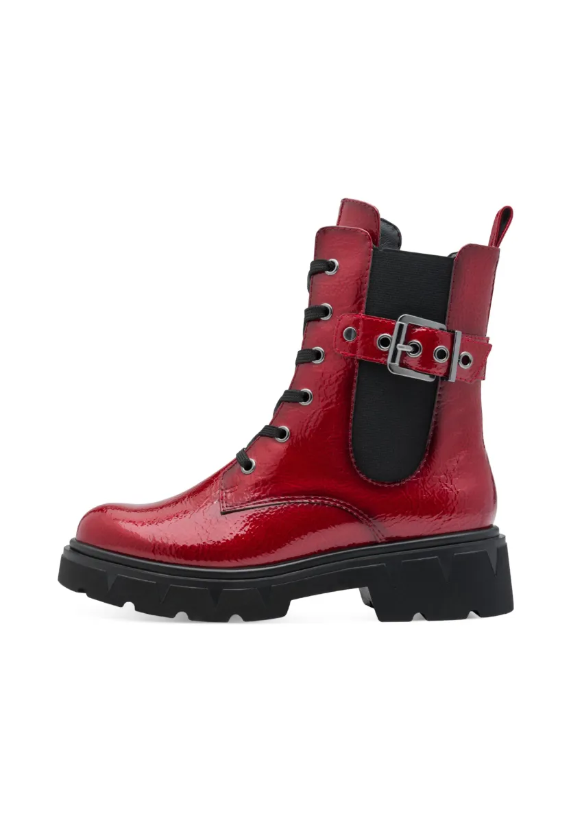 Schnürstiefelette - dk red pat