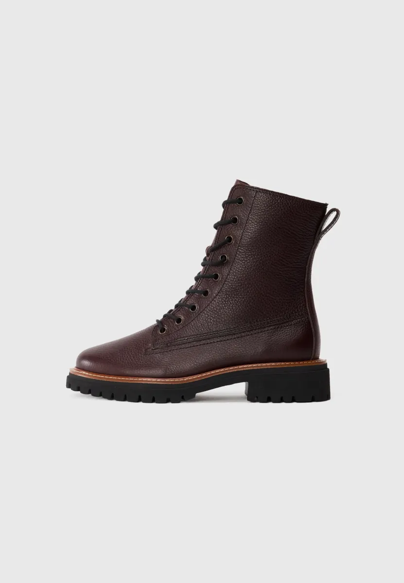 Schnürstiefelette - grained choco
