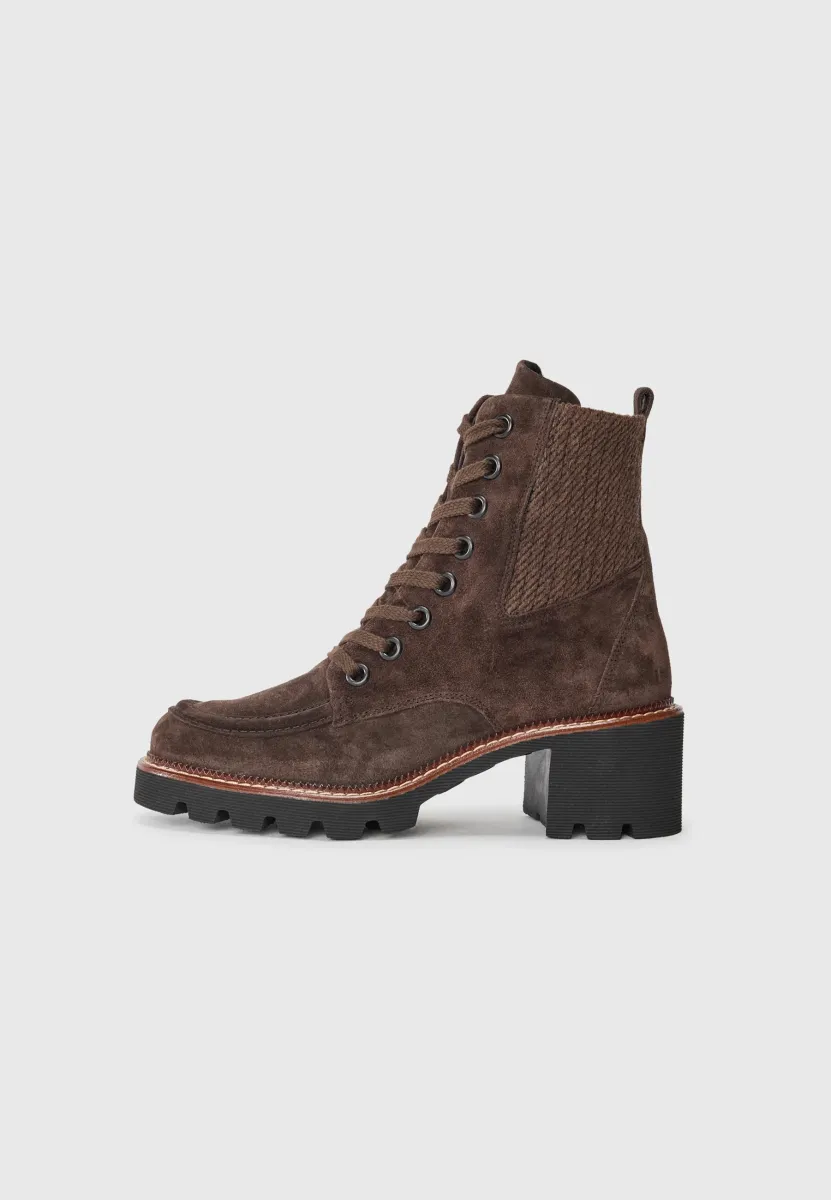 Schnürstiefelette - mocca
