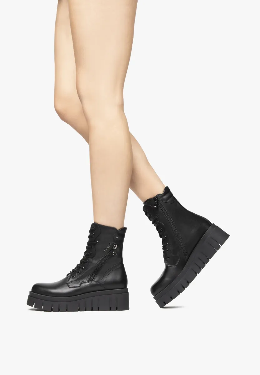 Schnürstiefelette - nero