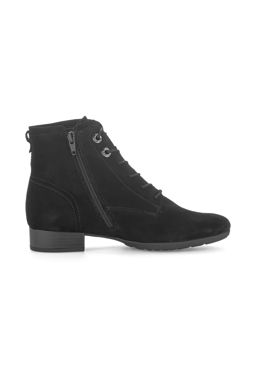 Schnürstiefelette - schwarz flausch
