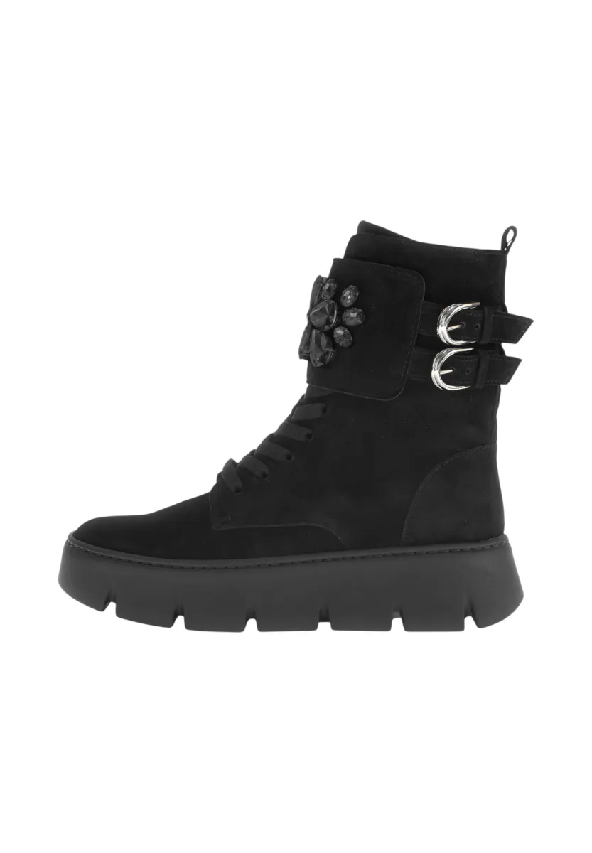 Schnürstiefelette - schwarz