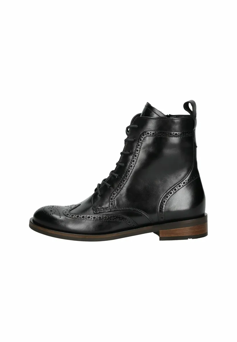 Schnürstiefelette - schwarz