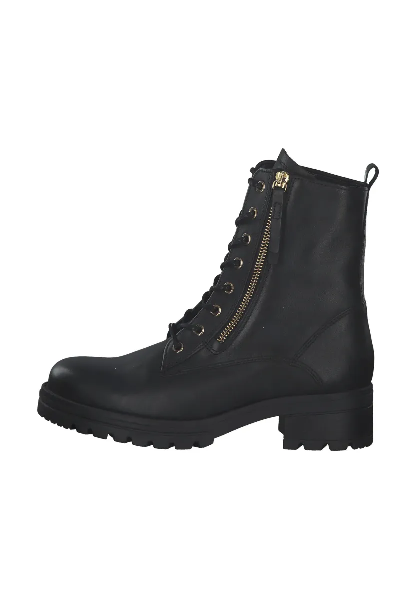 Schnürstiefelette - schwarz/flau/gold