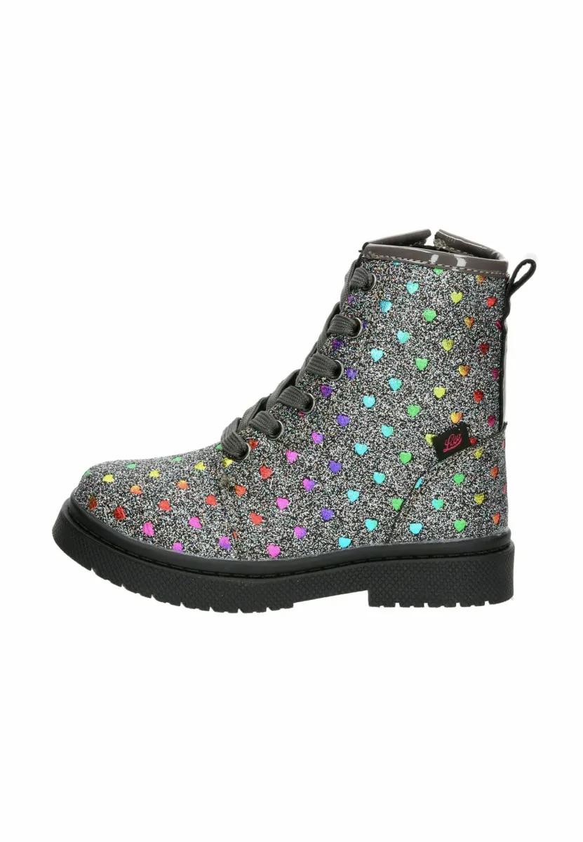 Schnürstiefelette - silber bunt