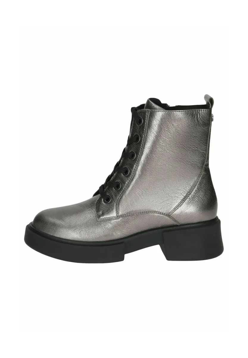 Schnürstiefelette - stone metallic