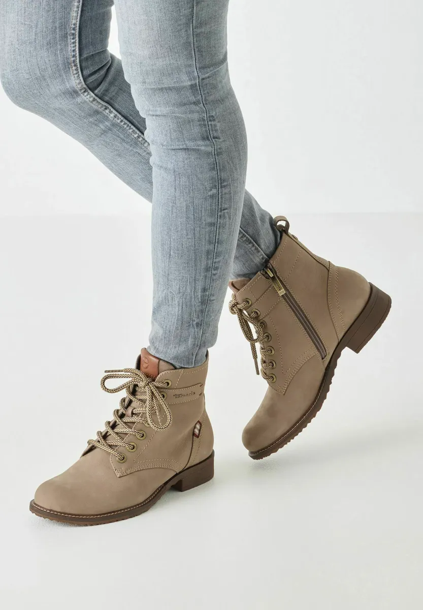 Schnürstiefelette - taupe