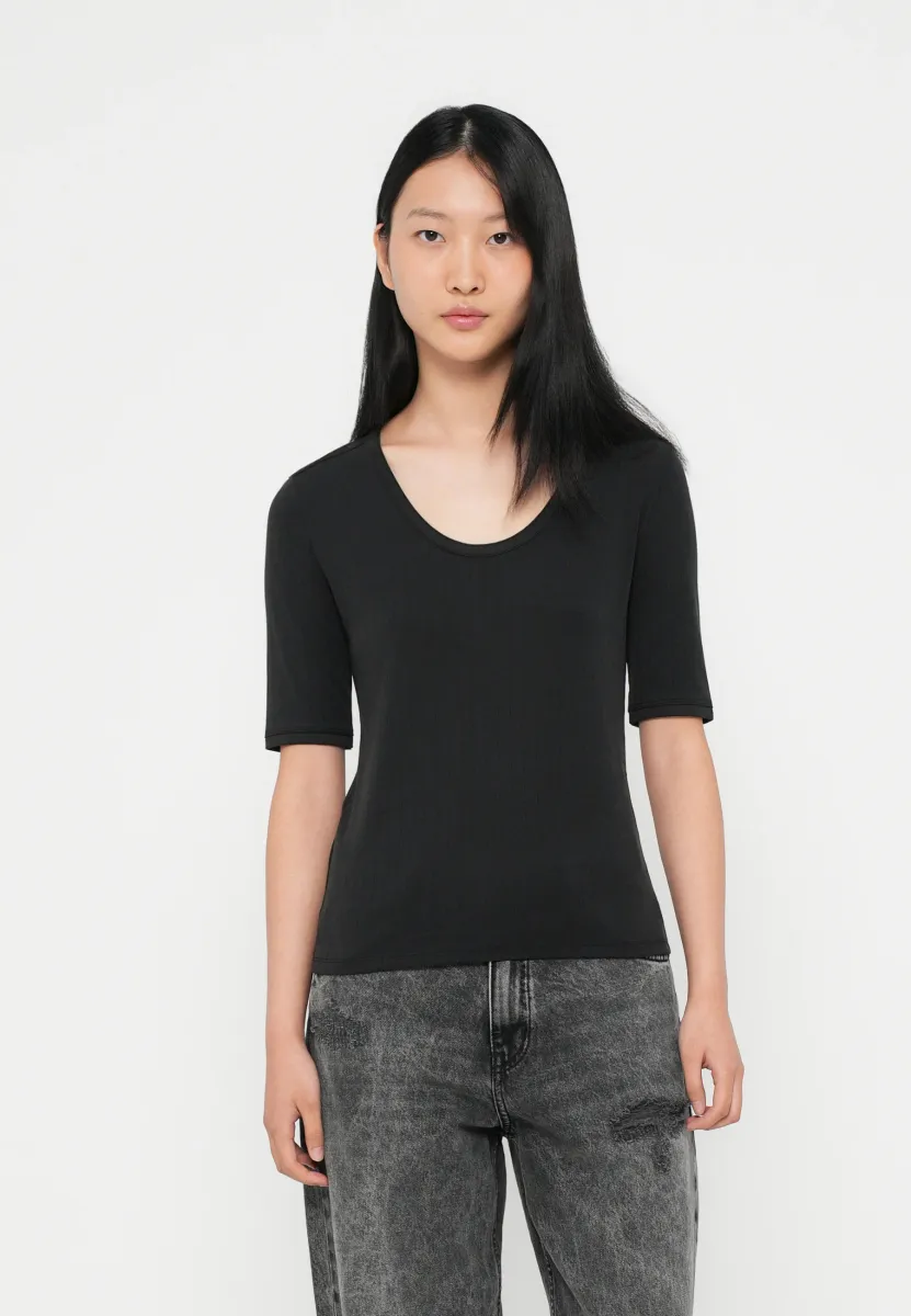 SCOOP DRAPY - T-Shirt basic - black
