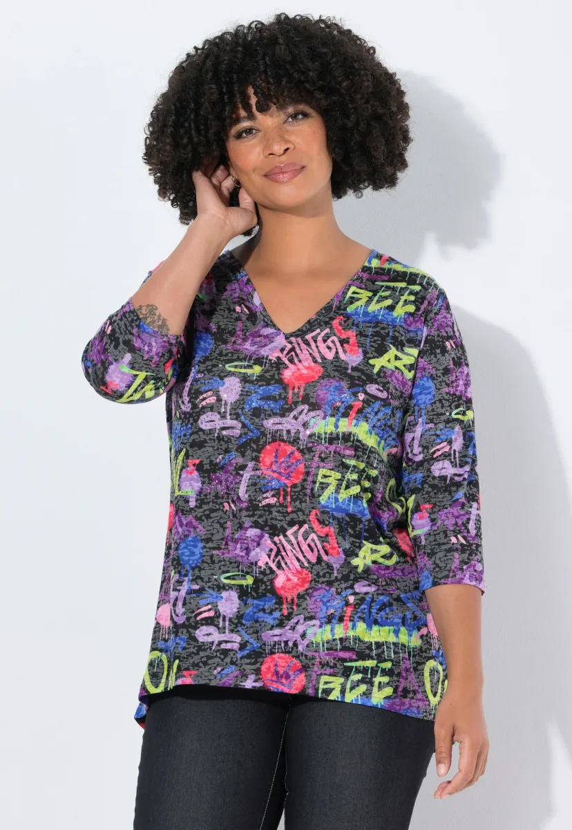 SCRIBBLE MUSTER GLITZERSTEINCHEN - Langarmshirt - black