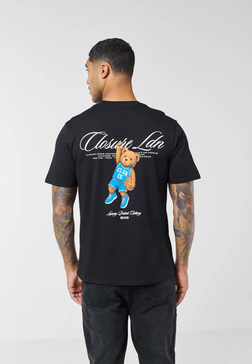 SCRIPT BASKETBALL TEDDY TEE - T-Shirt print - black