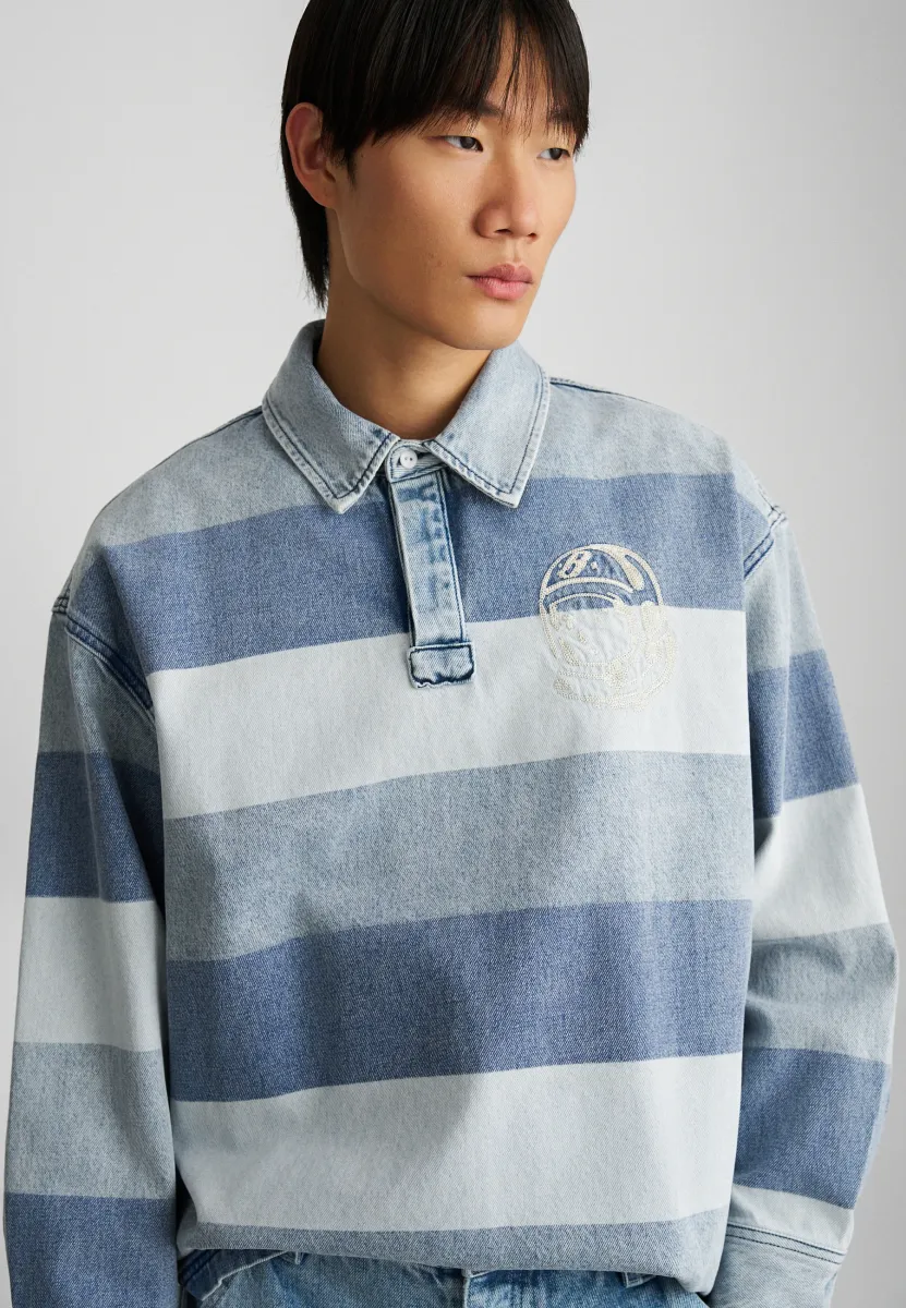SCRIPT RUGBY SHIRT - Poloshirt - light wash blue