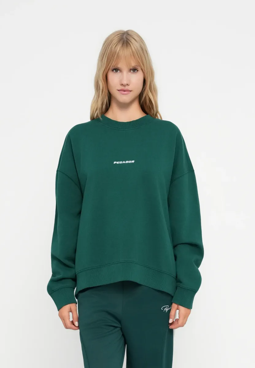 SELA OVERSIZED SWEATER - Sweatshirt - washed dark green/white