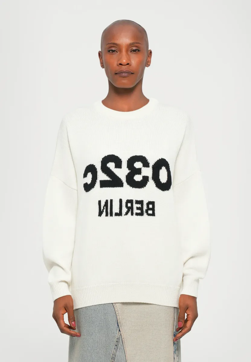 SELFIE SWEATER - Strickpullover - white/black