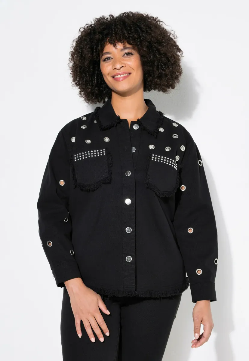 ÖSEN FRANSENSAUM LANGARM - Jeansjacke - classic black