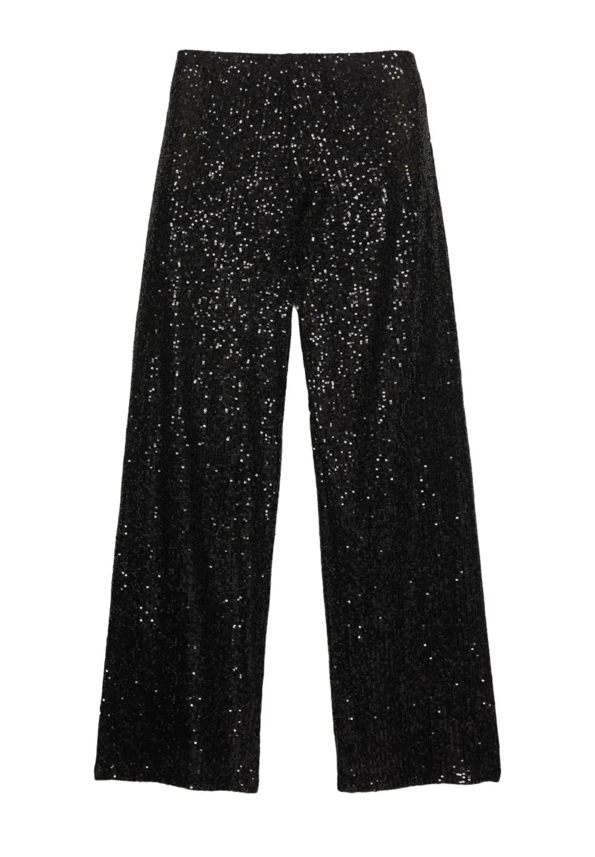 SEQUIN - Stoffhose - black