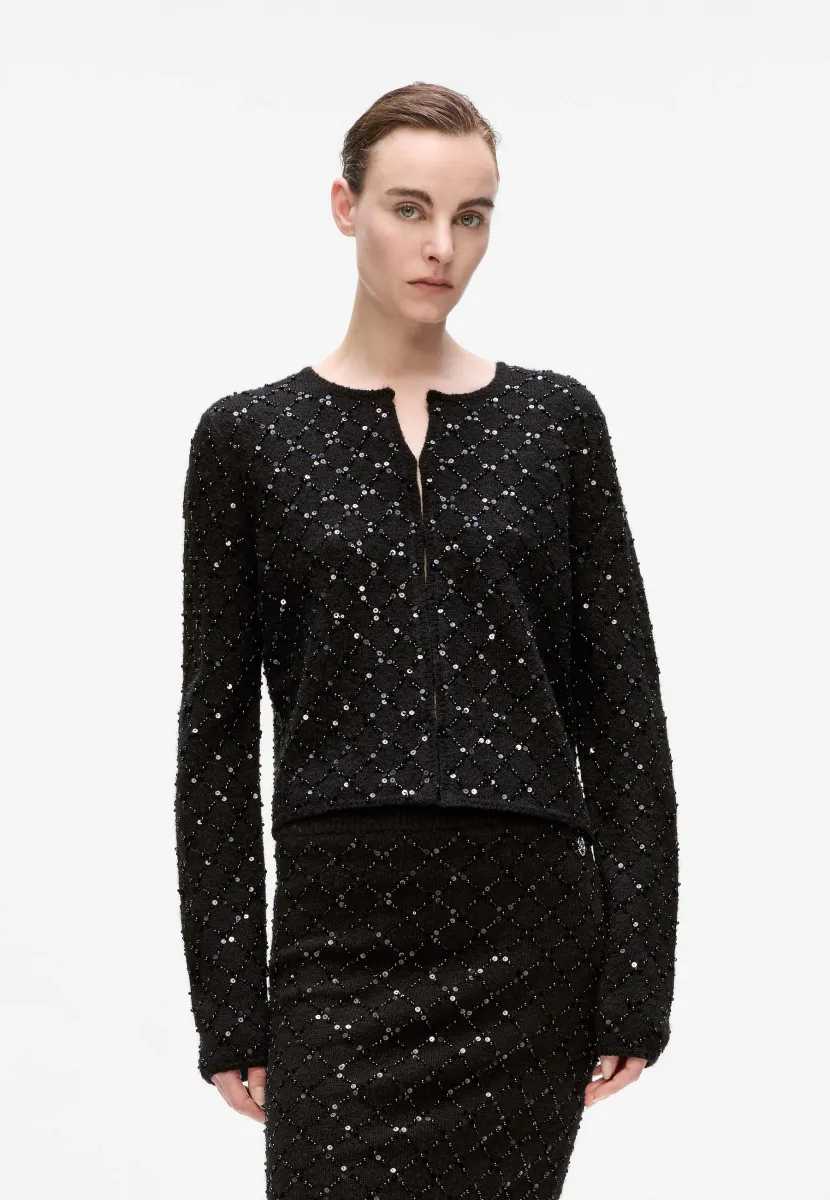 SEQUIN - Strickjacke - black