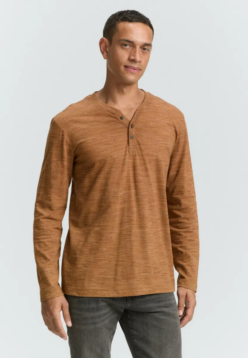 SERAFINO - Langarmshirt - cognac yarn dye inject