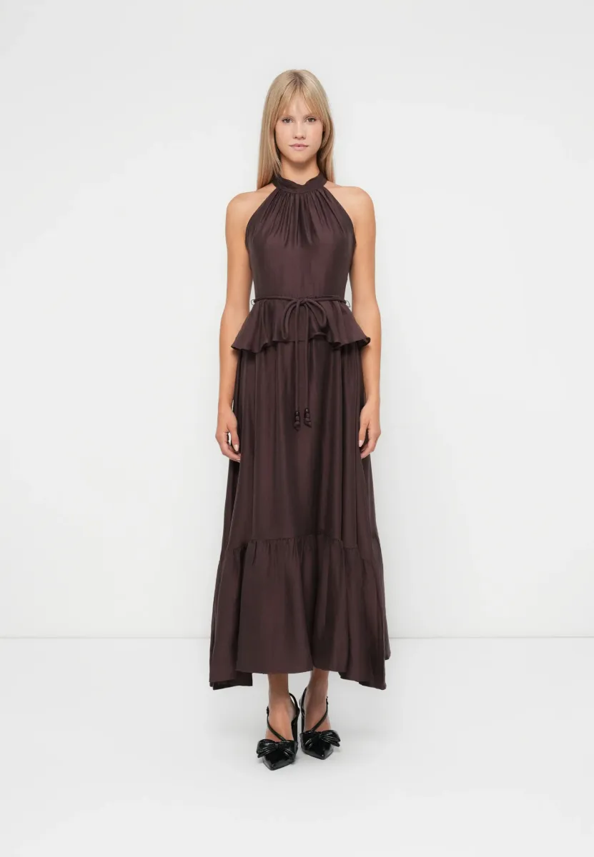 SERENA HALTER PEPLUM MIDI - Cocktailkleid/festliches Kleid - chocolate
