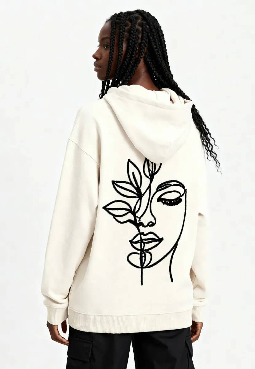 SERENITY EMBROIDERY HEAVYWEIGHT - Kapuzenpullover - off-white