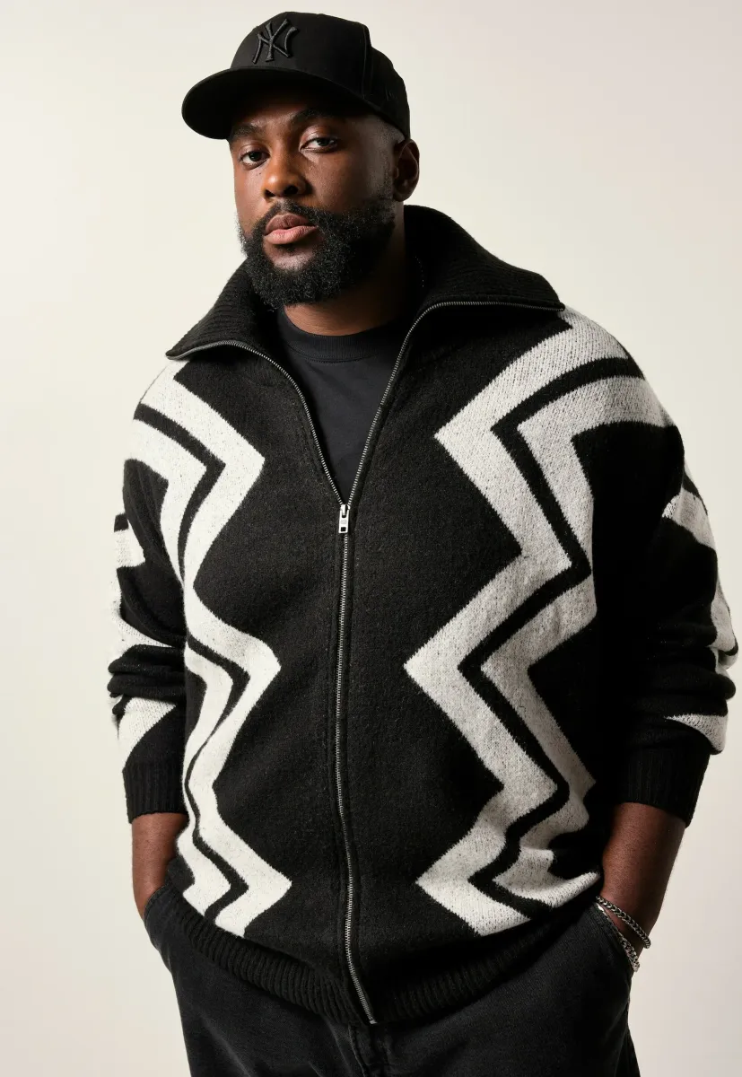SERRATED PATTERN - Strickjacke - black