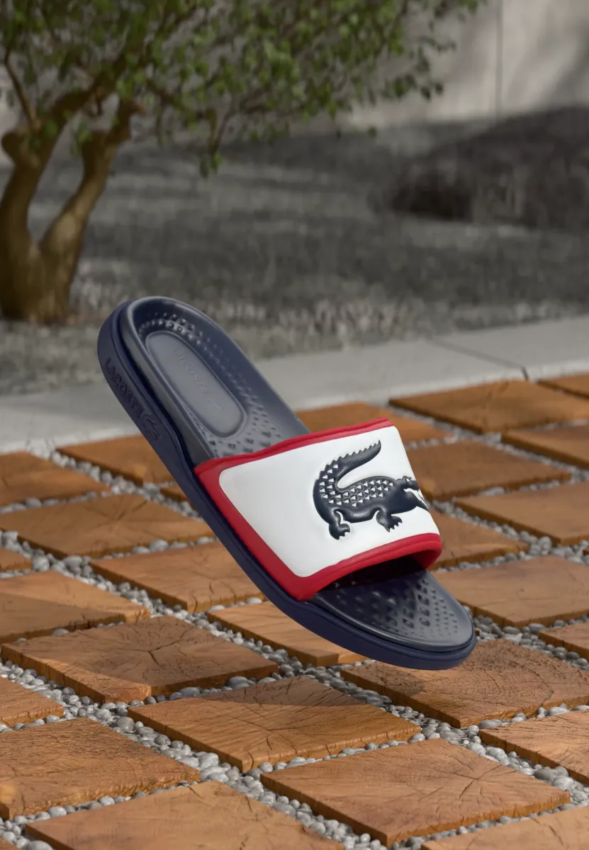 SERVE SLIDE DUAL - Pantolette flach - white/navy/red