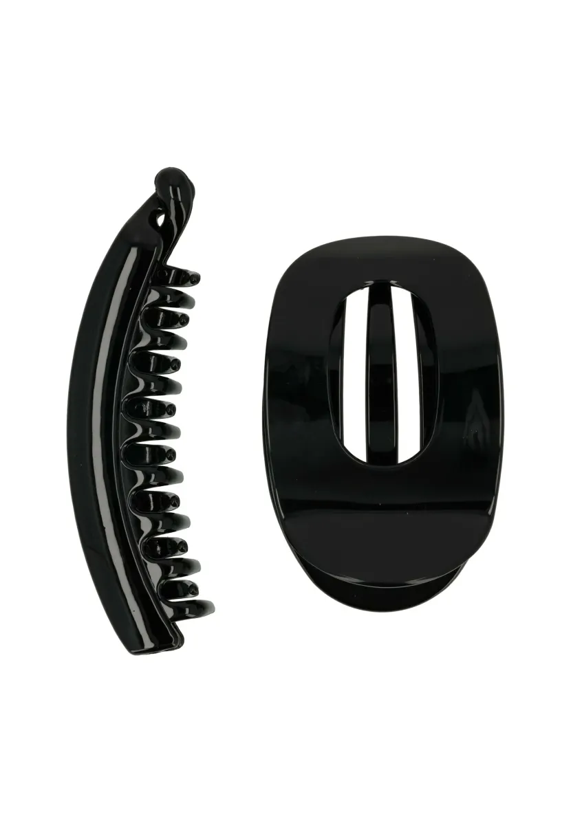 SET BANANA CLIP AND FLAT CLIP - Haar-Styling-Accessoires - black