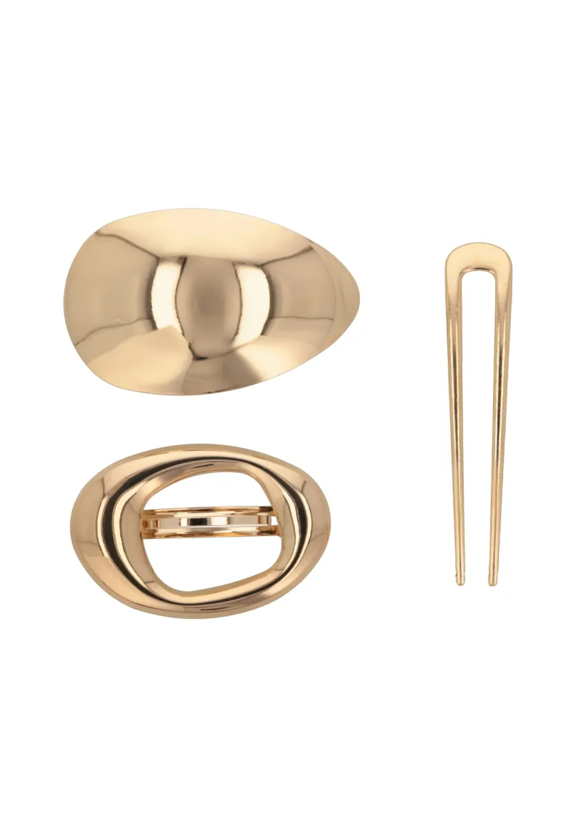 SET FRENCH CLIP AND HAIR NEEDLE - Haar-Styling-Accessoires - gold-coloured