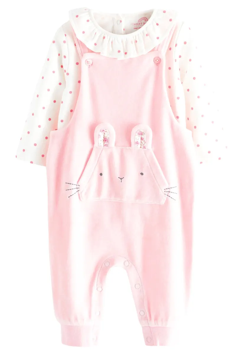 SET - Latzhose - baby pink character bunny