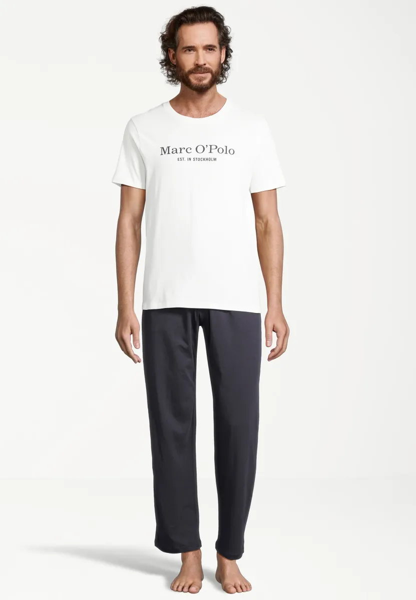 SET - Nachtwäsche Set - dark navy   white cotton