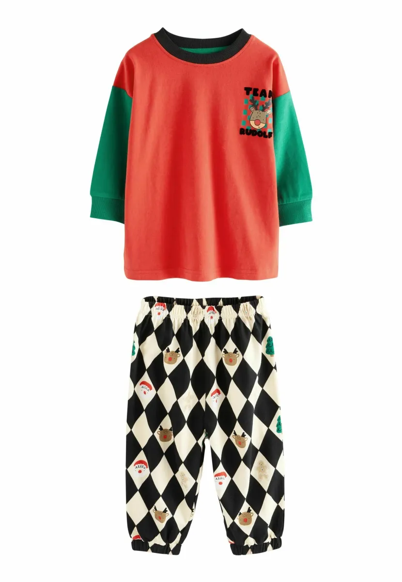 SET - Nachtwäsche Set - red green harlequin