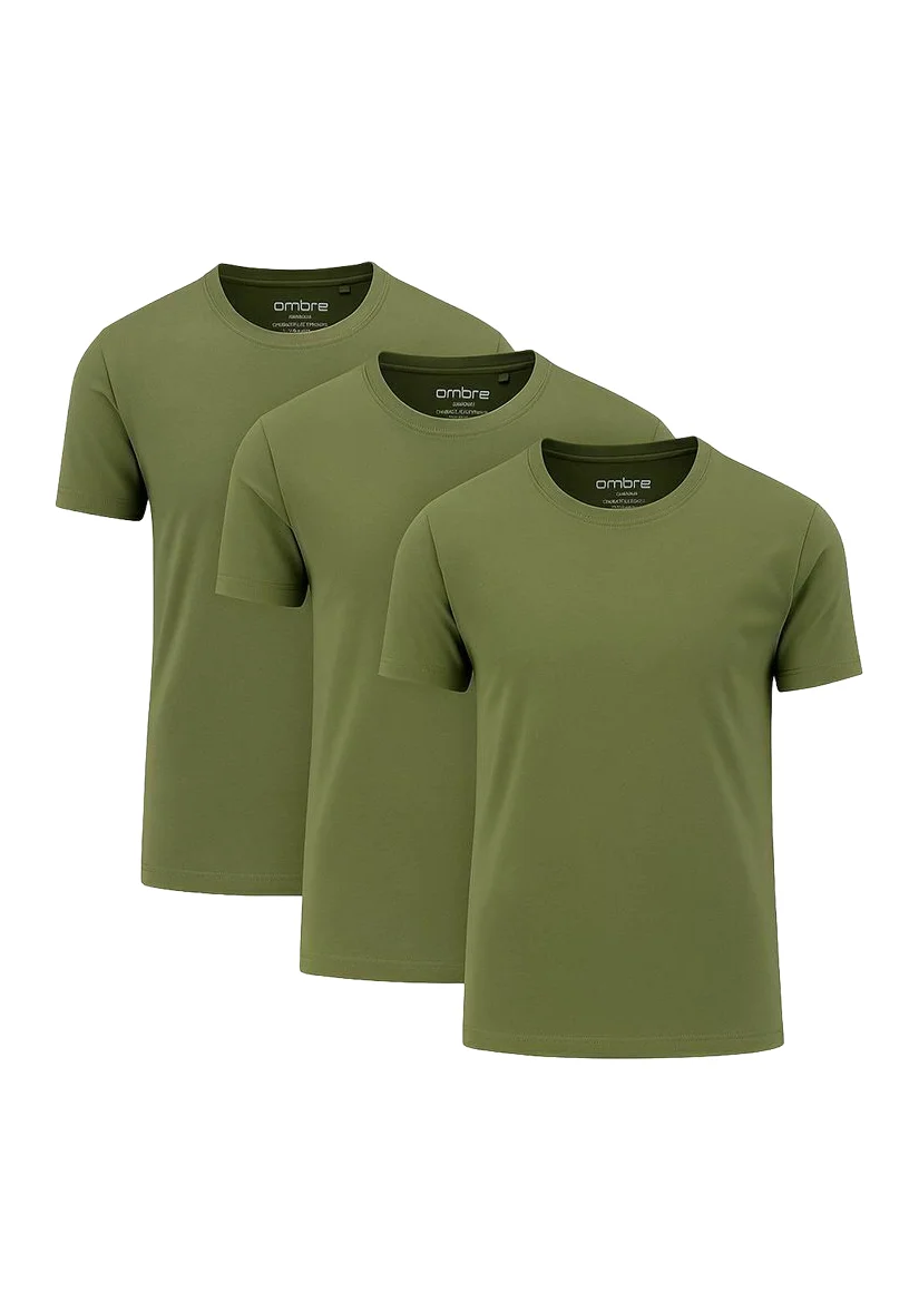 SET OF 3  - T-Shirt basic - khaki khaki khaki