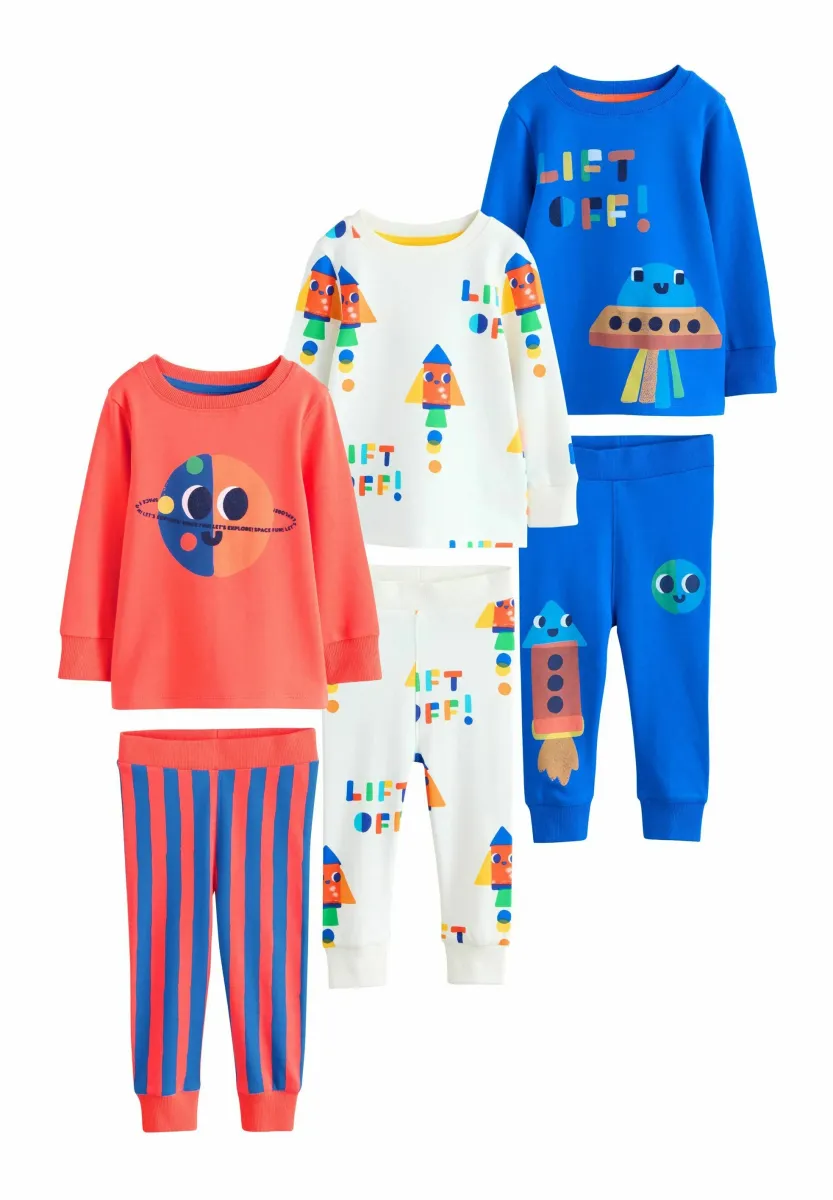 SET REGULAR FIT - SNUGGLE FIT 3 PACK - Nachtwäsche Set - orange navy space
