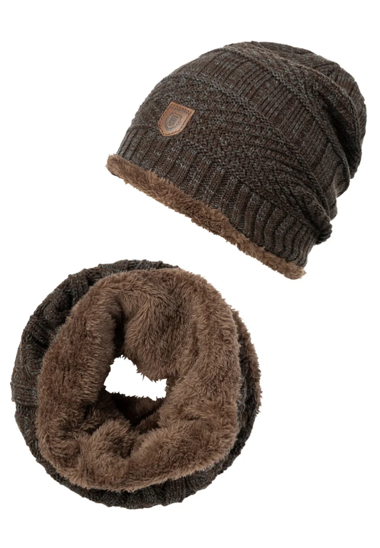 SET - Schal - dark brown