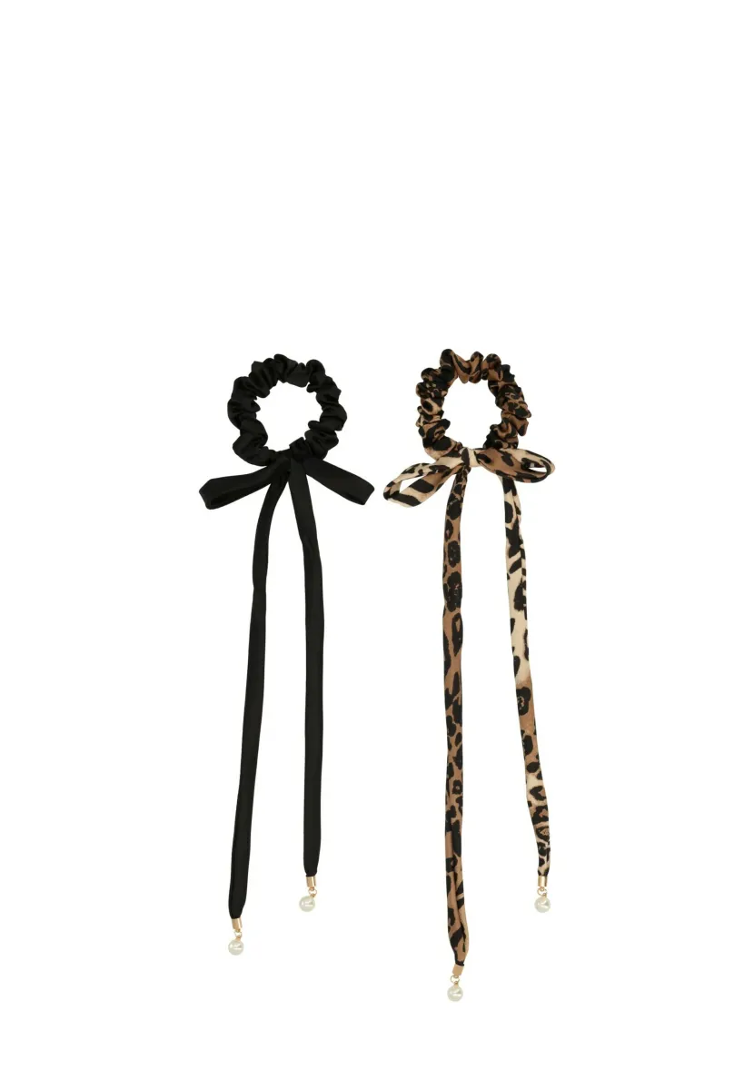 SET SCRUNCHIE WITH BOW - Haar-Styling-Accessoires - black leo