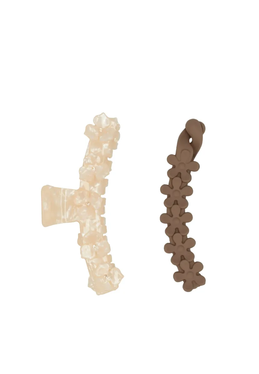 SET SHARK CLIPS - Haar-Styling-Accessoires - off-white - brown