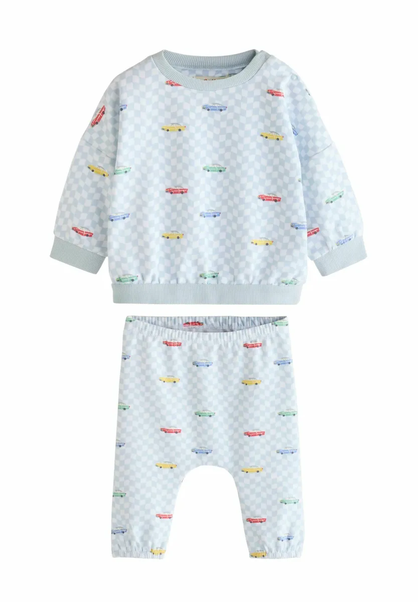 SET - Stoffhose - blue checkerboard transport