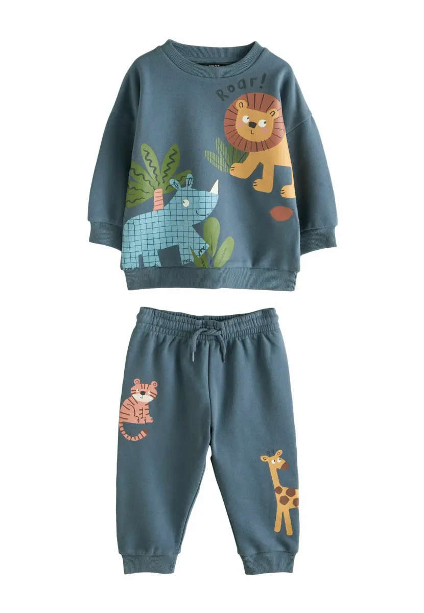 SET - Stoffhose - blue safari animals